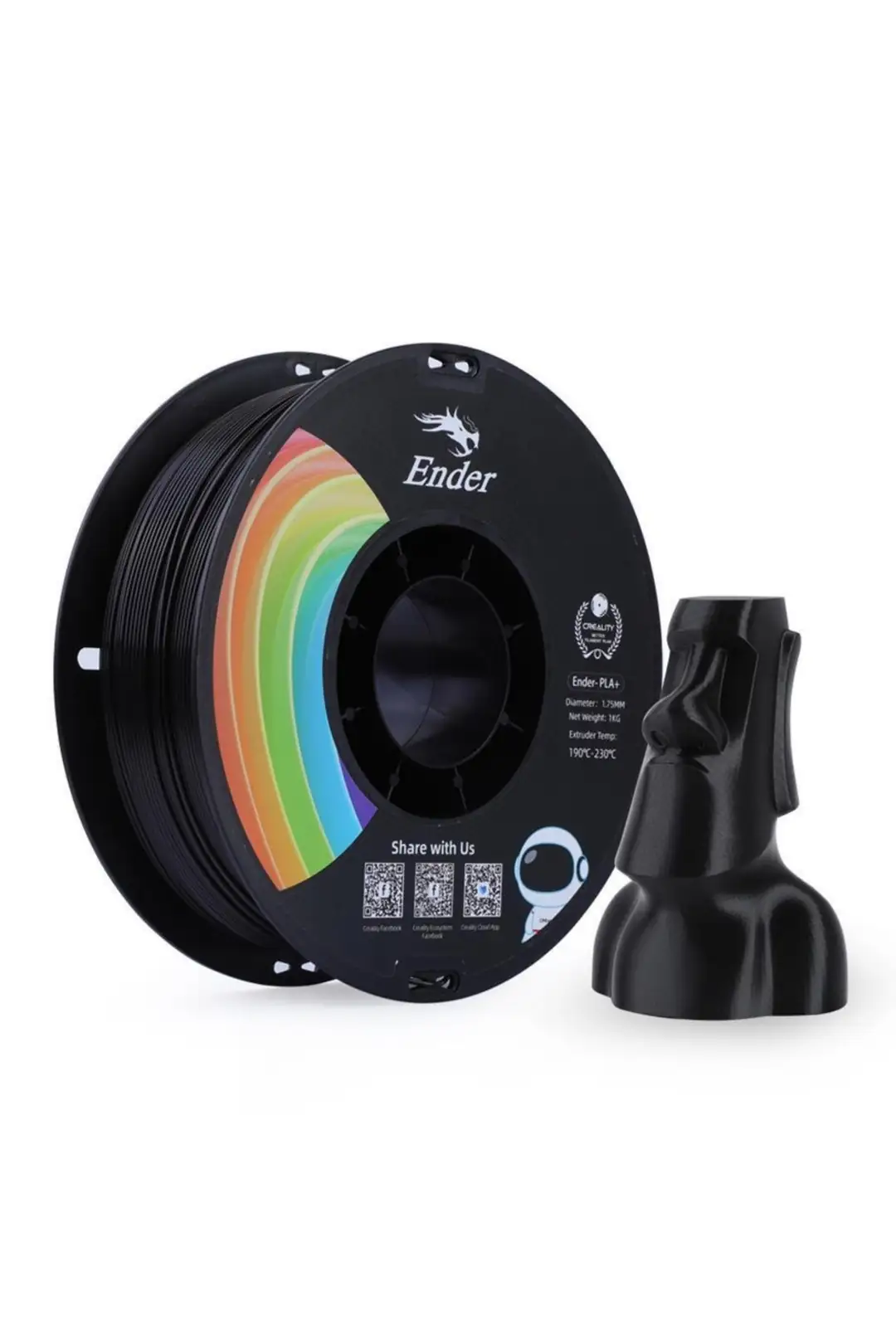 Ürün görseli: Creality Ender PLA+ Filament 1.75mm 1Kg - Siyah