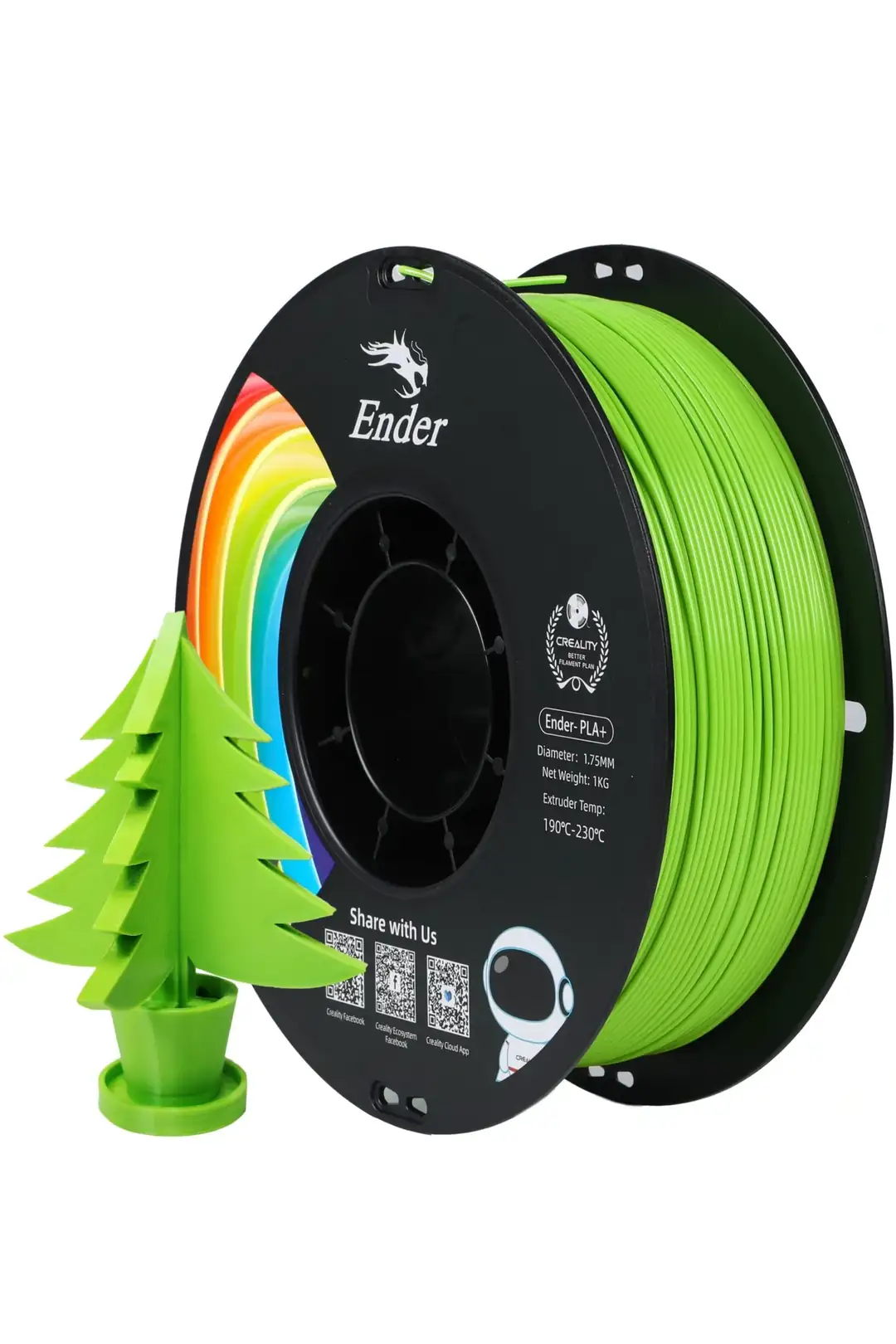 Ürün görseli: Creality Ender PLA+ Filament 1.75mm 1Kg - Yeşil